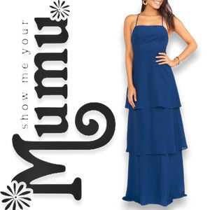 Show Me Your MuMu Calypso Ruffle Maxi Dress Navy M
